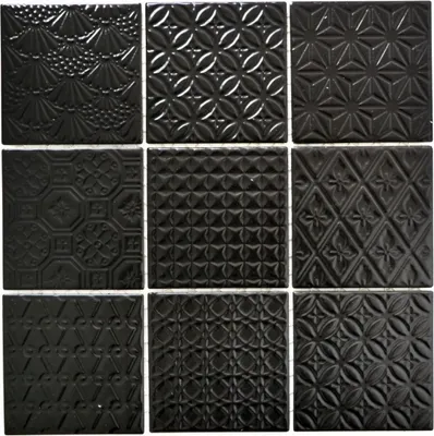 Produktbild von Retro Vintage Mosaik Fliese Keramik schwarz Spirit schwarz MOS22B-1403