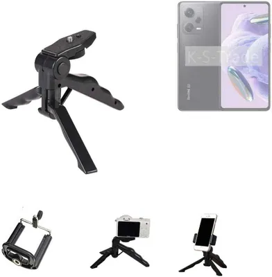 Produktbild von K-S-Trade Stativ Tisch-Ständer Dreibein Handy-Stativ Ständer kompatibel mit Xiaomi Redmi Note 12 Pro+ Mini-Stativ Smartphone Tripod Handy-Stativ aus