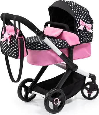 Produktbild von Bayer Design 17060AA Kombi-Puppenwagen Xeo mit Tasche, wandelbar als Jogger, verstellbarer Griff, schwarz, rosa