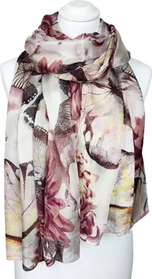 Produktbild von Seidenschal Halstuch Schal Paj violett 180x110cm Floralprint