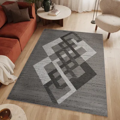 Obrázek produktu pro Tapiso koberec LUXURY Geometric Grey Dark Grey Obývací pokoj ÖKOTEX 140 x 200 cm