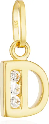 Produktbild von NKlaus Buchstabe D Kettenanhänger klein 375 Gelb Gold 9 Karat 10x6mm Alphabet Zirkonia weiß 13381