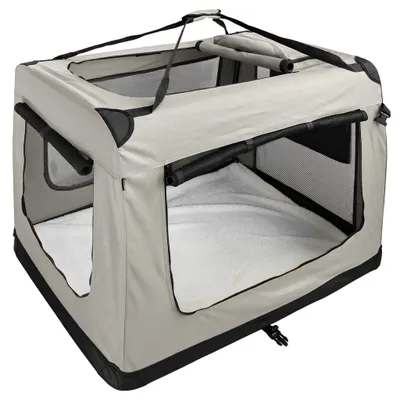 Produktbild von Faltbare Hundebox Transporttasche Transportbox Auto Katze Hunde Kaninchen Beige Cream Große Kleine Box Bag Klein Tasche Transport 7 Größen S - XXXXL Petigi, Größe:XXXL (101 x 68 x 70 cm)