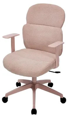 Produktbild von Ergonomischer Bürostuhl mit Wippfunktion, höhenverstellbar aus Chenille, Drehstuhl für Büro und Home Office, Rosa