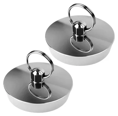 Produktbild von 2 Stück Badewannenstöpsel, 42-46 mm Abflussstopfen für Badewanne und Spüle, Gummi-Stöpsel mit Haken für Schwimmbäder, Badewannen und Waschbecken