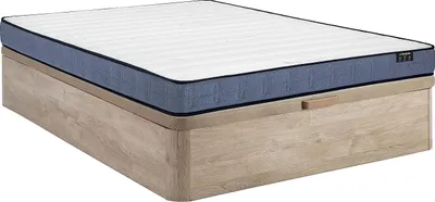 Produktbild von Bett mit Bettkasten - 160 x 200 cm - Natur hell - Taschenfederkernmatratze - Höhe 19 cm - DAYNI von YSMÉE