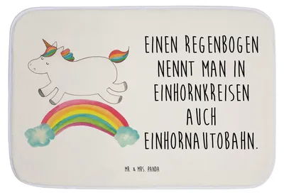 Produktbild von Mr. & Mrs. Panda Badvorleger Einhorn Regenbogen - Weiß - Geschenk, Unicorn, duschmatte, Erwachsenwerden, teppich für bad, Glitzer, Badteppich, Einhornpower, Badematte
