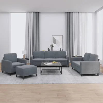 Produktbild von 4-tlg. Sofagarnitur Dunkelgrau Samt