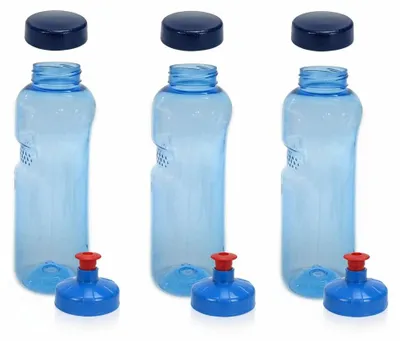 Produktbild von 3x Kavodrink Tritan 0,75 L Wasserflasche (BPA frei) + 3x Trinkdeckel Push-Pull mit Trinknippel Flasche Sport