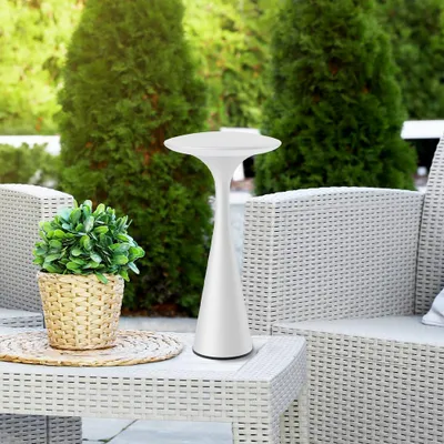 Image de Lampe de table LED Braytron à variateur tactile et batterie intégrée, pour intérieur/extérieur, choix de couleur (CCT), USB, blanc