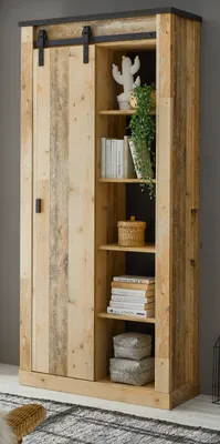 Produktbild von Garderobenschrank "Stove" Used Wood hell anthrazit 93 x 201cm