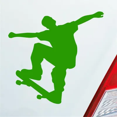 Produktbild von Auto Aufkleber Skater Skaten Sport Tuning Ollie 10x10 cm Hellgrün Sticker Heckscheibenaufkleber