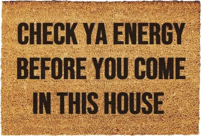 Produktbild von Giftstory Fußmatte Kokos CHECK YA ENERGY - Geschenk -Fussmatten Haustür - Willkommen Doormat - Lustig Türmatte - Größe: 80x50 cm