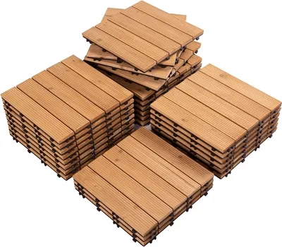 Produktbild von Yaheetech 27 x Holzfliesen Bodenbelag aus Tannenholz für Garten, Balkonfliesen Terrassefliesen Klickfliesen 30x30cm wetterfest