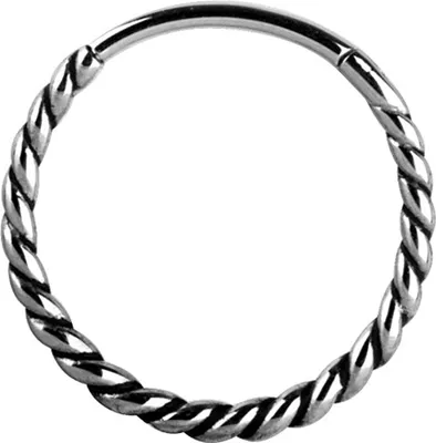Produktbild von Karisma Edelstahl Hinged Scharnier Conch Segment Ring Twisted Rope Ohrring Nase 1,2x12mm - Black