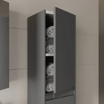 Produktbild von Hochschrank Lara | Badezimmerschrank Hängeschrank Badmöbelschrank Midischrank