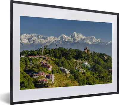 Produktbild von MuchoWow® Gerahmtes Poster Morgenansicht der Himalaya-Berge von Nagarkot, Nepal 40x30 cm - Poster mit Schwarzem Bilderrahmen Wandposter Rahmen Foto Bilder - Bilderrahmen - Poster im Rahmen