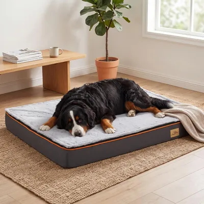 Obrázok produktu pre WISFOR pelech pre psov XL, ortopedický vankúš pre psov, podložka pre mačky, nepremokavá, umývateľná, 110 x 85 x 10 cm