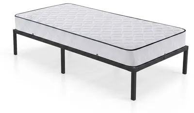 Immagine prodotto di Letto Pieghevole in Metallo 90x190 cm con Materasso Letto per Ospiti Salvaspazio con Struttura e Rete a Doghe Nero 6 Gambe 10 Doghe
