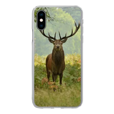 Produktbild von MuchoWow® Handyhülle Schutzhülle Hülle für iPhone X Rothirsch - Natur - Grün Silikon Softcase Handy Hülle - Handyhülle