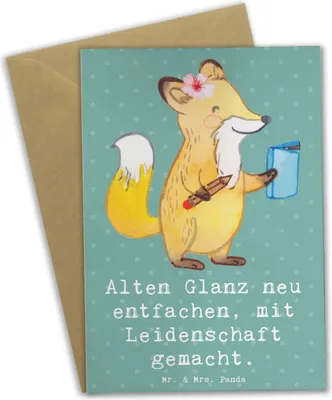 Produktbild von Mr. & Mrs. Panda Grußkarte Polsterin Glanz - Meeresbrise - Geschenk, Handwerkskunst, Berufsleben, Möbeldesign, Möbelrestaurierung, einladungskarten, hochzeitskarten