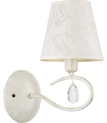 Produktbild von Wandlampe Metall Stoff H: 28 cm Shabby Weiß Weiß E14 Vintage Design