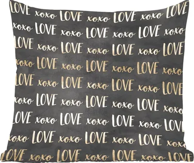 Produktbild von MuchoWow® Zierkissen Sofakissen Wohnzimmer Dekokissen 45x45 cm Muster - Liebe - Gold - Schwarz - Schlafpolster - Polster für das Sofa