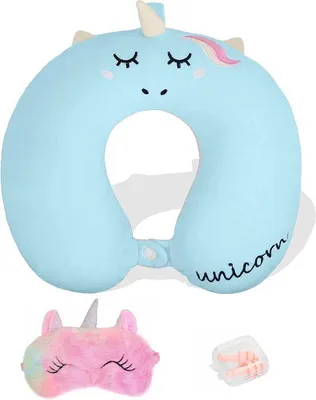 Productafbeelding van Unyqoos® Nekkussen – Reiskussen van traagschuim met slaapmasker en oordopjes, U-vorm, wasbare Elasthan hoes, 360° nekondersteuning voor kinderen en volwassenen