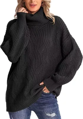 Produktbild von ASKSA Damen Rollkragen Pullover Elegant Rollkragenpullover Casual Langarm Stricken Pulli, Armeegruen, 2XL