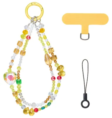 Produktbild von Handykette mit Perlen und Kristallherzperlen