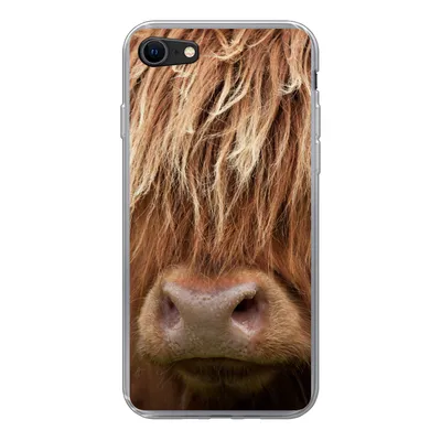 Produktbild von MuchoWow® Handyhülle Schutzhülle Hülle für iPhone SE 2020 Schottischer Highlander - Nase - Haare Silikon Softcase Handy Hülle - Kartenbesitzer