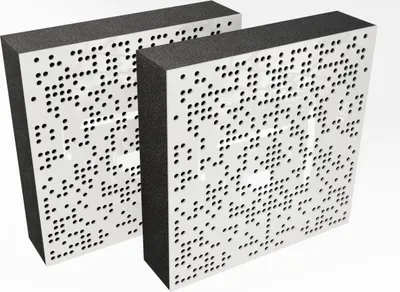 Produktbild von 2er-Pack - AbFuser Schallabsorption-Diffuse Akustikplatte | 50 x 50 cm | Farbe: (Weißer Glanzkunststoff, BINAR (120 mm))