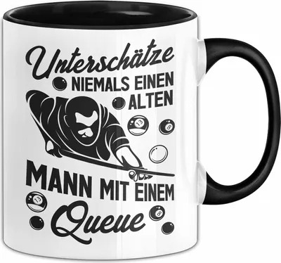Produktbild von Billard Tasse Geschenk Alter Mann Snooker Pool Billard Spruch Becher (Schwarz)