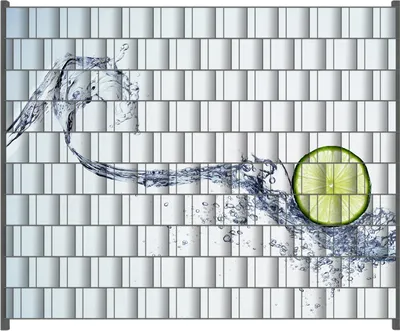 Produktbild von Wallario Zaunsichtschutz mit Motiv Limettenscheibe in spritzigem Wasser für Ein- und Doppelstabmatten Zäune in der Größe 250 x 200 cm