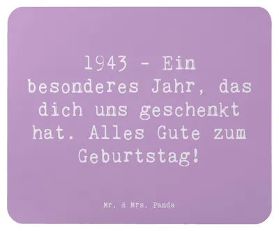 Produktbild von Mr. & Mrs. Panda Mauspad Spruch 1943 Geburtstag - Lavendeltraum - Geschenk, pc, Alles Gute zum, Jahr, Geburtstagsgeschenk, besonderes, mousematte, Jahrgang, Mouse Pad