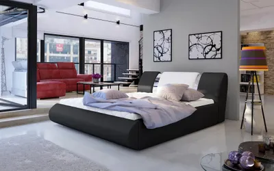 Produktbild von Polsterbett 180x200 FENDORA - schwarzes / weißes