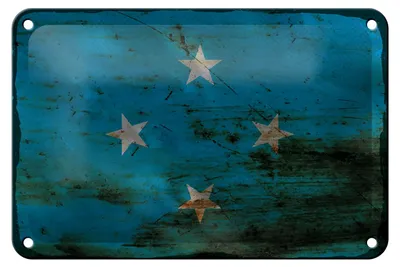 Produktbild von Blechschild Flagge Mikronesien 18x12cm Micronesia Rost Dekoration