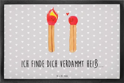 Produktbild von Mr. & Mrs. Panda fußmatte Streichhölzer 40 x 60 cm - Grau Pastell - Geschenk, Fußabtreter, Schmutzfangteppich, Liebesbeweis, Freundin, Schmutzfangmatte, Türvorleger