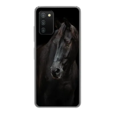 Produktbild von MuchoWow® Handyhülle Schutzhülle Hülle für Samsung Galaxy A03s Pferd - Leicht - Schwarz Silikon Softcase Handy Hülle - Schutz
