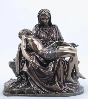 Produktbild von Pieta-Skulptur von Michelangelo aus brüniertem Bronze, 15,5 cm