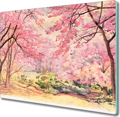 Produktbild von Coloray Hackbrett Küchenbrett Kochplattenabdeckung Schneidebrett Herdabdeckplatte 60x52 cm - Wald Blätter