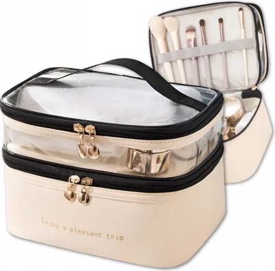 Immagine prodotto di EDIBAZZAR | REISEORGANIZER Borsa per cosmetici, grande, spaziosa, a due piani, astuccio da donna