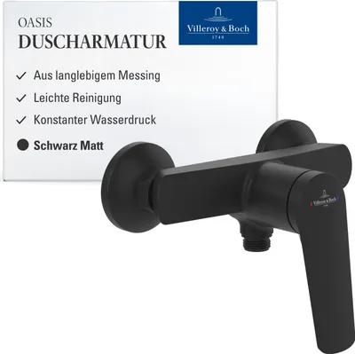 Produktbild von Villeroy & Boch Oasis Duscharmatur, Mischbatterie, Aufputz, Rückflussschutz, Matt Black