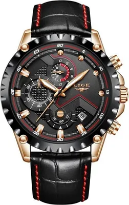 Produktbild von Uhr LIGE LU-4060 - Elegante Herrenuhr Schwarz/Golden KP4060