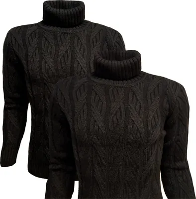 Zdjęcie produktu dla Męski sweter z golfem Ciepły czarny wygodny sweter z wzorem Elegancki formalny sweter z golfem 3XL