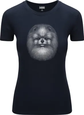 Produktbild von Diarbo Damen T-Shirt mit Tierliebhaber Druck Deutscher Spitz Dunkelblau Gr.XXL