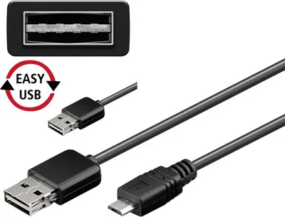Immagine prodotto di Goobay 96021 EASY Cavo di sincronizzazione e ricarica USB 1 m, nero, 1 m - Spina USB 2.0 Easy (tipo A) > Spina USB 2.0 Micro (tipo B)