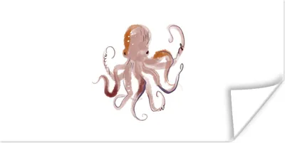 Produktbild von MuchoWow® Poster Tiere - Oktopus - Meer - Aquarell 160x80 cm - Foto Poster