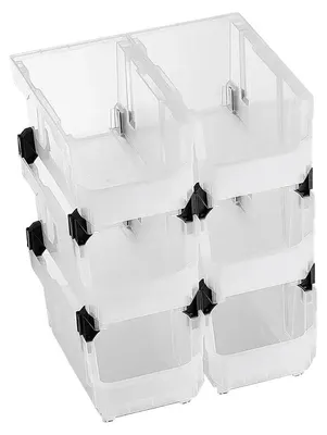 Obrázek produktu pro Skladovací boxy, otevřený design, průhledný materiál, bílá barva