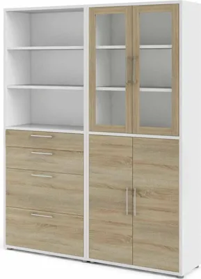 Image de Embabane - Buffet 178x40x222h cm Blanc, 4 tiroirs